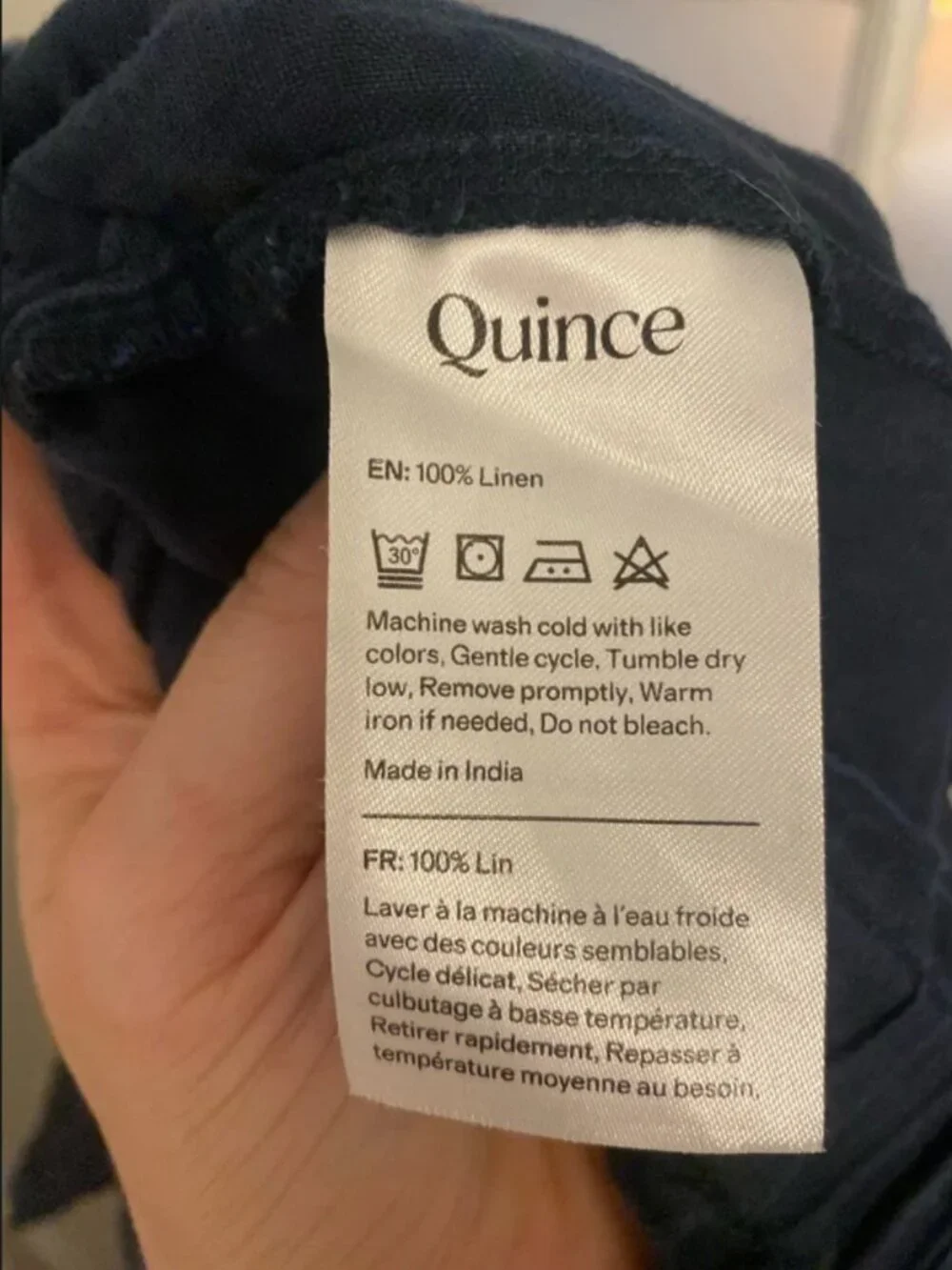 Quince 100% European Linen Lounge Pajama Shorts Medium Navy Blue